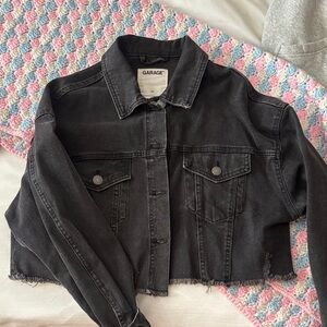 Garage Cropped Black Jean Jacket